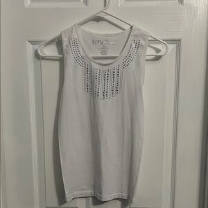 White Sleeveless Top with Studded Detail